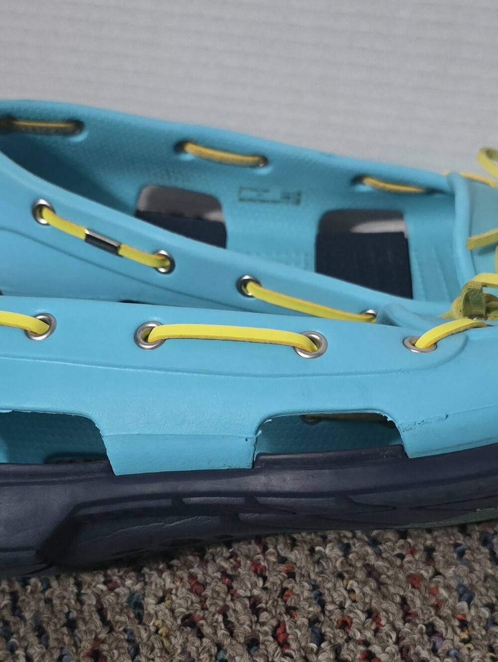 Crocs Boat Shoes Sandals # 14261 Women's 11 Blue Yellow - Picture 3 of 9